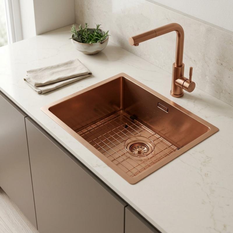 Pure.Sink Elite Steel Spark-S keukenkraan PVD koper met uittrekbare uitloop PS8041-62